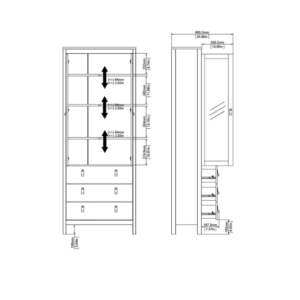 Tall Display Cabinet Vintage Retro Buffet Modern Cupboard Storage Large Unit - Image 6