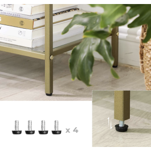 Glass Console Table Modern Gold Shelving Unit Side Metal Hallway Display Cabinet - Image 4