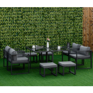 Garden Furniture Set Aluminium 8 Seater Dining Table Chairs Outdoor Cube Patio - Image 8