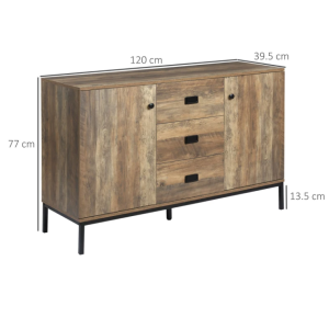 Industrial Storage Sideboard Vintage Rustic Cabinet Large Metal Cupboard Unit - Image 6