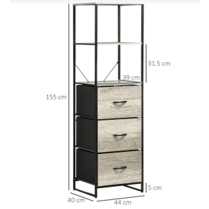 Tall Industrial Cabinet Rustic Grey Tallboy Storage Display Unit Chest Drawers - Image 2