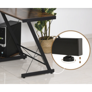 Industrial Computer Desk L-Shape Corner Workstation Rustic Metal Monitor Stand - Image 3