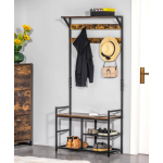 Industrial Coat Rack Vintage Hallway Shoe Storage Bench Rustic Metal Shelf Hooks