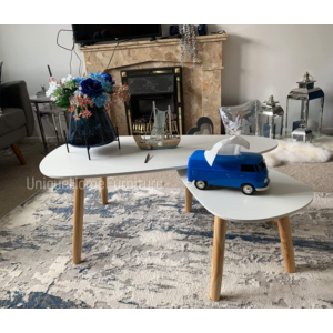Retro Coffee Table Scandinavian Modern Style Set 2 Side Tables Vintage Furniture - Image 4