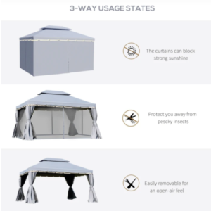 Aluminium Garden Gazebo Large Metal Pergola Outdoor Patio Marquee Party Tent Net - Image 5