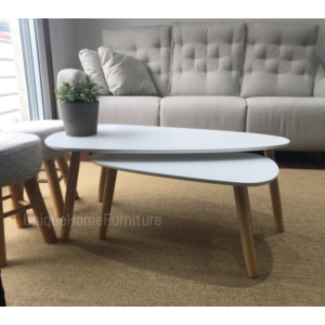 Retro Coffee Table Scandinavian Modern Style Set 2 Side Tables Vintage Furniture - Image 3