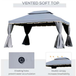 Aluminium Garden Gazebo Large Metal Pergola Outdoor Patio Marquee Party Tent Net - Image 6
