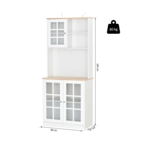 Kitchen Dresser Cabinet Tall White Pantry Unit Glass Display Storage Cupboard - Image 6