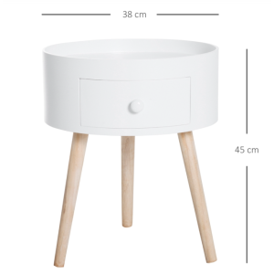 Small Round Side Table Vintage Retro Bedside Table Plant Lamp Stand Drawer Unit - Image 3