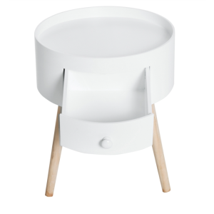 Small Round Side Table Vintage Retro Bedside Table Plant Lamp Stand Drawer Unit - Image 4