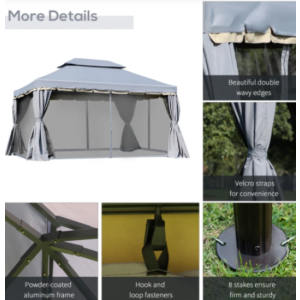 Aluminium Garden Gazebo Large Metal Pergola Outdoor Patio Marquee Party Tent Net - Image 7