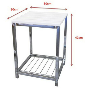 Small Bathroom Stool Modern Metal Table Side Storage Cabinet Shower Chair Seat - Image 2