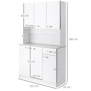 Kitchen Dresser Cabinet Tall White Furniture Pantry Drawer Cupboard Storage Unit - Image 3