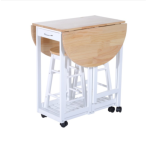 Kitchen Dining Table and Chairs Small Folding Set Drop Leaf Breakfast 3pc Stool