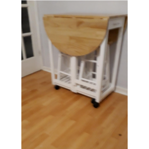 Kitchen Dining Table and Chairs Small Folding Set Drop Leaf Breakfast 3pc Stool - Image 3