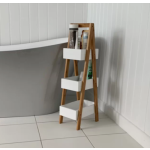 Bathroom Storage Cabinet Modern Wooden Shelves 3 Tier Rack White Shelf Side Unit