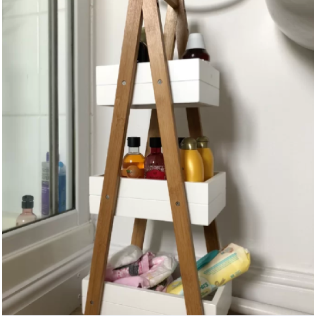 3-Tier White Bathroom Shelf Unit - MDF Storage Rack For Towels, Books & Decor
