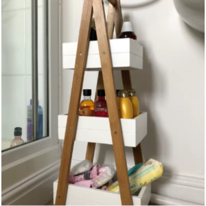 Bathroom Storage Cabinet Modern Wooden Shelves 3 Tier Rack White Shelf Side Unit - Image 3