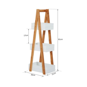 Bathroom Storage Cabinet Modern Wooden Shelves 3 Tier Rack White Shelf Side Unit - Image 4