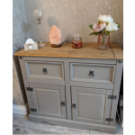 Rustic Side Cabinet Storage Cupboard Unit Small Office Furniture Wood Doors Draw