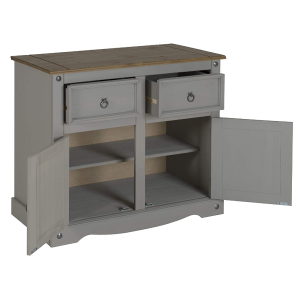 Rustic Side Cabinet Storage Cupboard Unit Small Office Furniture Wood Doors Draw - Image 5