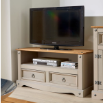 Small Wooden TV Stand Rustic Wood Furniture Vintage Media Cabinet Grey Room Unit