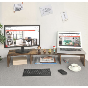 Industrial Monitor Stand Vintage Computer Desk PC Laptop Riser Rustic Tidy Shelf - Image 2