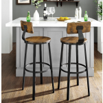 Industrial Bar Stools Vintage Tall Chair Rustic Metal Breakfast Dining Seat Set 2