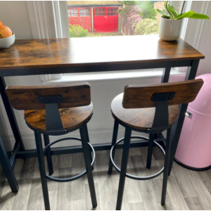 Industrial Bar Stools Vintage Tall Chair Rustic Metal Breakfast Dining Seat Set 2 - Image 5
