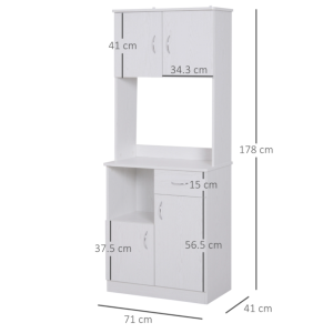 Kitchen Dresser Cabinet White Sideboard Furniture Tall Storage Pantry Shelf Unit - Image 5