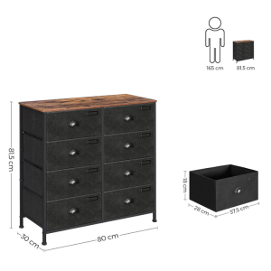 Industrial Chest Drawers Vintage Storage Sideboard Rustic Metal Side Cabinet - Image 5