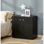 Small Wooden Cupboard Modern Storage Shelf Unit 2 Door Sideboard Black Side Cabinet