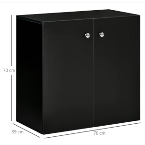 Small Wooden Cupboard Modern Storage Shelf Unit 2 Door Sideboard Black Side Cabinet - Image 5