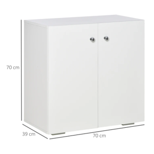 Small Wooden Cupboard Modern Storage Shelf Unit 2 Door Sideboard White Side Cabinet - Image 4