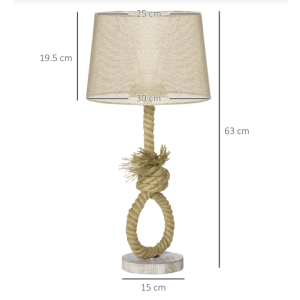 Rustic Rope Lamp Vintage Industrial Table Light Farmhouse Nautical Lampshade - Image 4