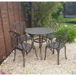 Vintage Dining Set Cast Aluminium Furniture Outdoor Garden Patio 4 Chairs Table