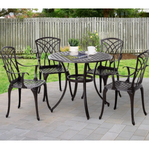 Vintage Dining Set Cast Aluminium Furniture Outdoor Garden Patio 4 Chairs Table - Image 8