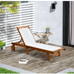 Rustic Sun Lounger Solid Wood Deck Day Bed Wooden Garden Patio Recliner Chair