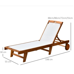 Rustic Sun Lounger Solid Wood Deck Day Bed Wooden Garden Patio Recliner Chair - Image 4