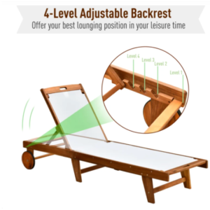 Rustic Sun Lounger Solid Wood Deck Day Bed Wooden Garden Patio Recliner Chair - Image 5
