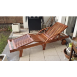 Wooden Sun Lounger Solid Wood Folding Recliner Wheels Chair Garden Patio Day Bed