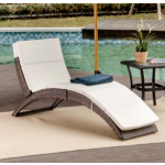 Rattan Sun Lounger Folding Cushion Chair Garden Patio Brown Wicker Day Bed Furniture