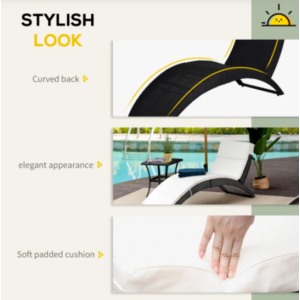 Rattan Sun Lounger Folding Cushion Chair Garden Patio Black Wicker Day Bed Furniture - Image 6
