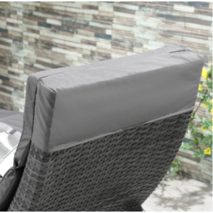 Rattan Sun Lounger Folding Cushion Chair Garden Patio Grey Wicker Day Bed Furniture - Image 5