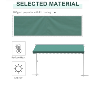 Manual Awning Shelter Garden Gazebo Canopy Metal Retractable Patio Marquee Shade - Image 5