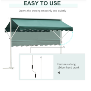 Manual Awning Shelter Garden Gazebo Canopy Metal Retractable Patio Marquee Shade - Image 6