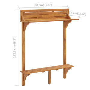 Balcony Bar Table Outdoor Patio Stand Solid Wood Deck Rail Garden Furniture - Image 6