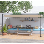 Large Metal Pergola Wall Retractable Canopy Lean To Gazebo Patio Marquee Shade
