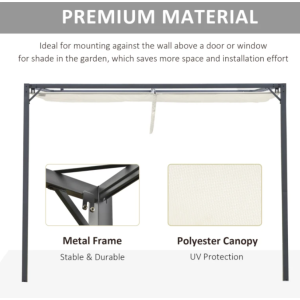 Large Metal Pergola Wall Retractable Canopy Lean To Gazebo Patio Marquee Shade - Image 4