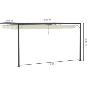 Large Metal Pergola Wall Retractable Canopy Lean To Gazebo Patio Marquee Shade - Image 7